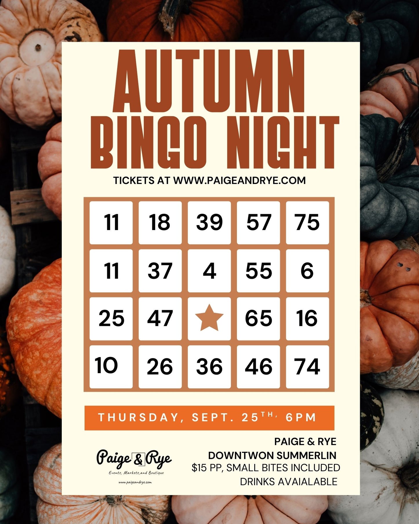 Autumn Bingo Night