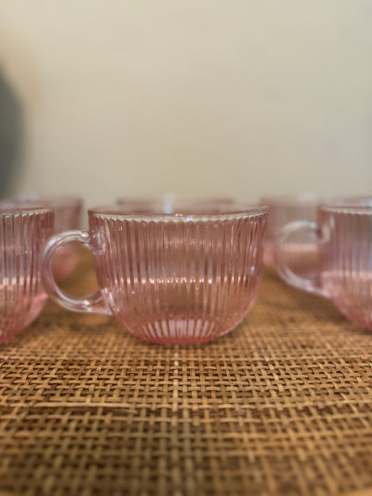 Vertical Stripe Glass Mug - Pink
