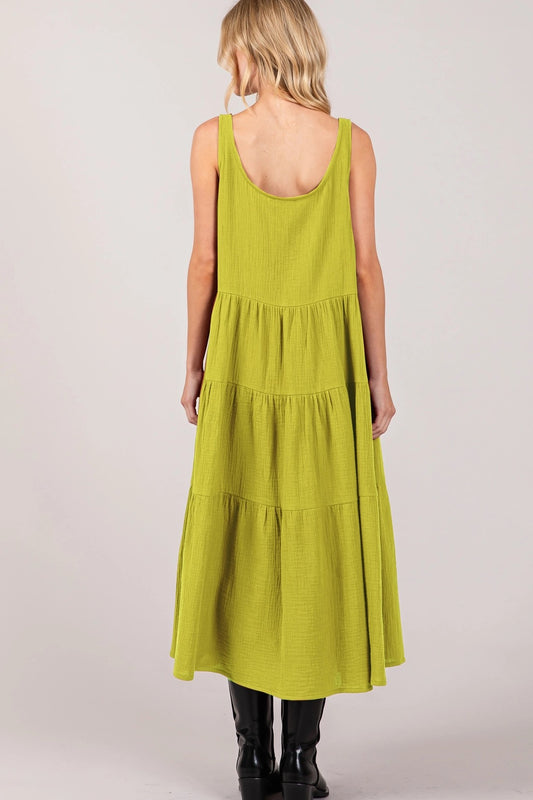 Lightweight Gauze Tiered Midi Dress