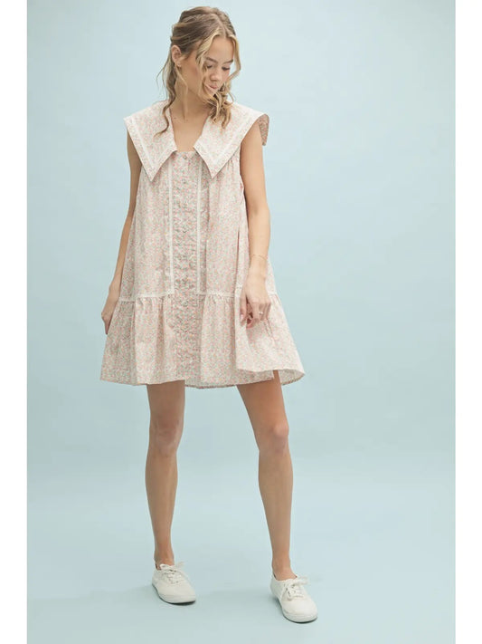 Collared Floral Mini Dress