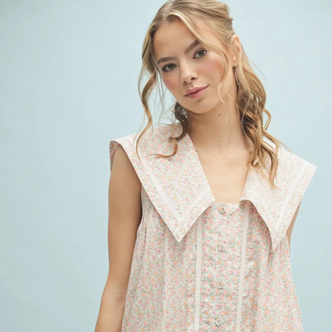 Collared Floral Mini Dress