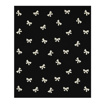 Cozy Throw - Ivory/Black Bows