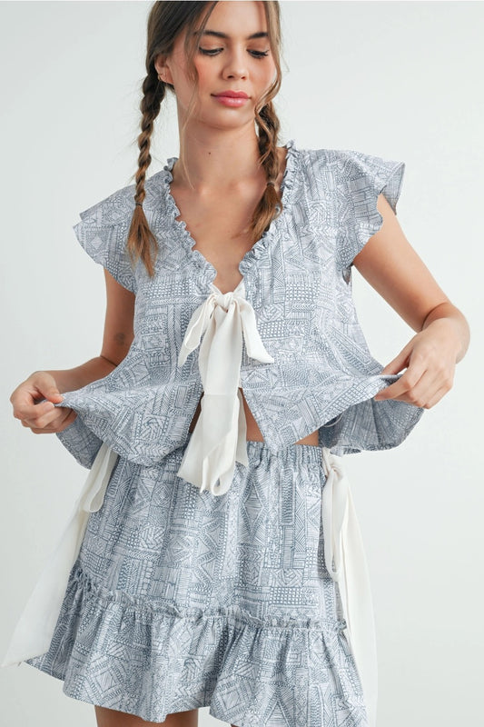 Boho Tiered Ruffle Top & Skirt with Side Ties