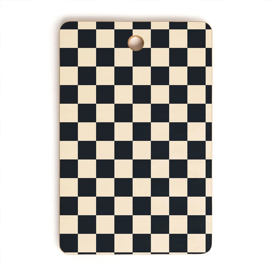 Black Cream Checker Cutting Board