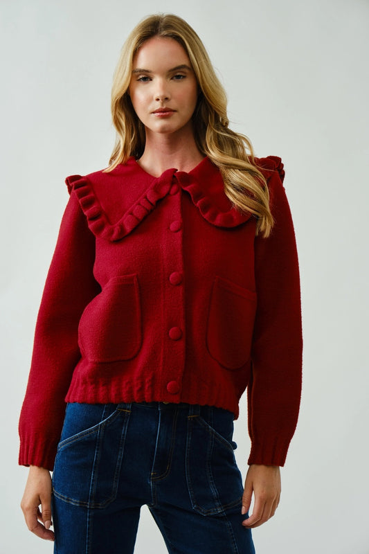 Soft Big Peterpan Collar Comfy Cardigan