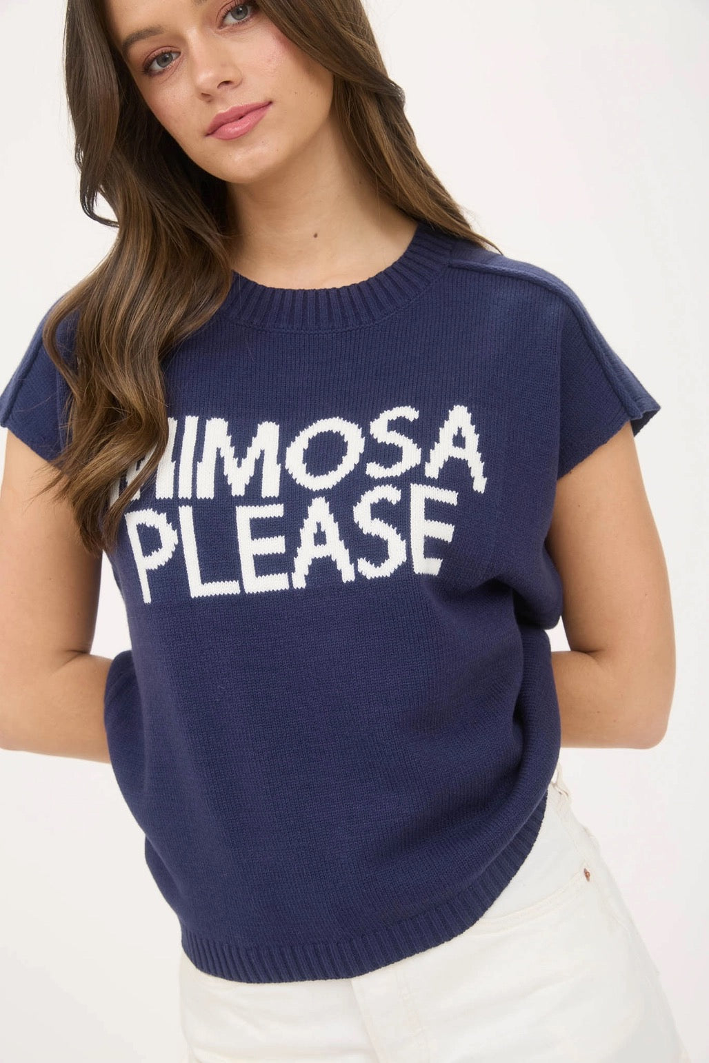 Mimosa Please Short Sleeve Pullover Sweater