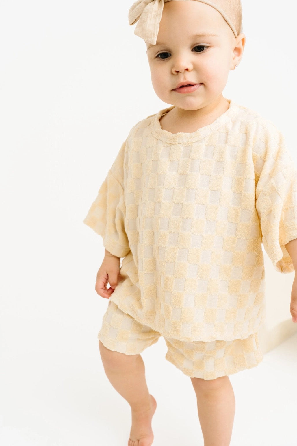 Sandy Checkered Terry Slouch Set- Big Kids