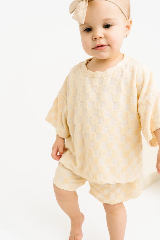 Sandy Checkered Terry Slouch Set- Big Kids
