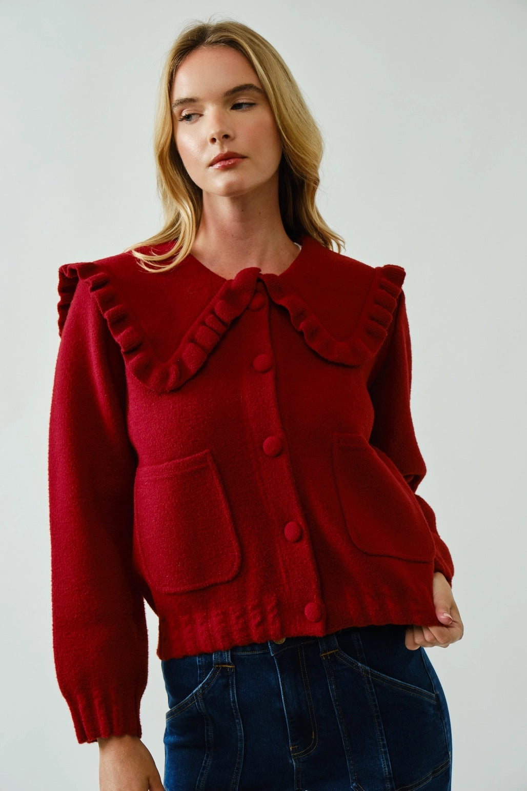 Soft Big Peterpan Collar Comfy Cardigan