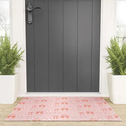 Bows in Pink and Cream Welcome Mat