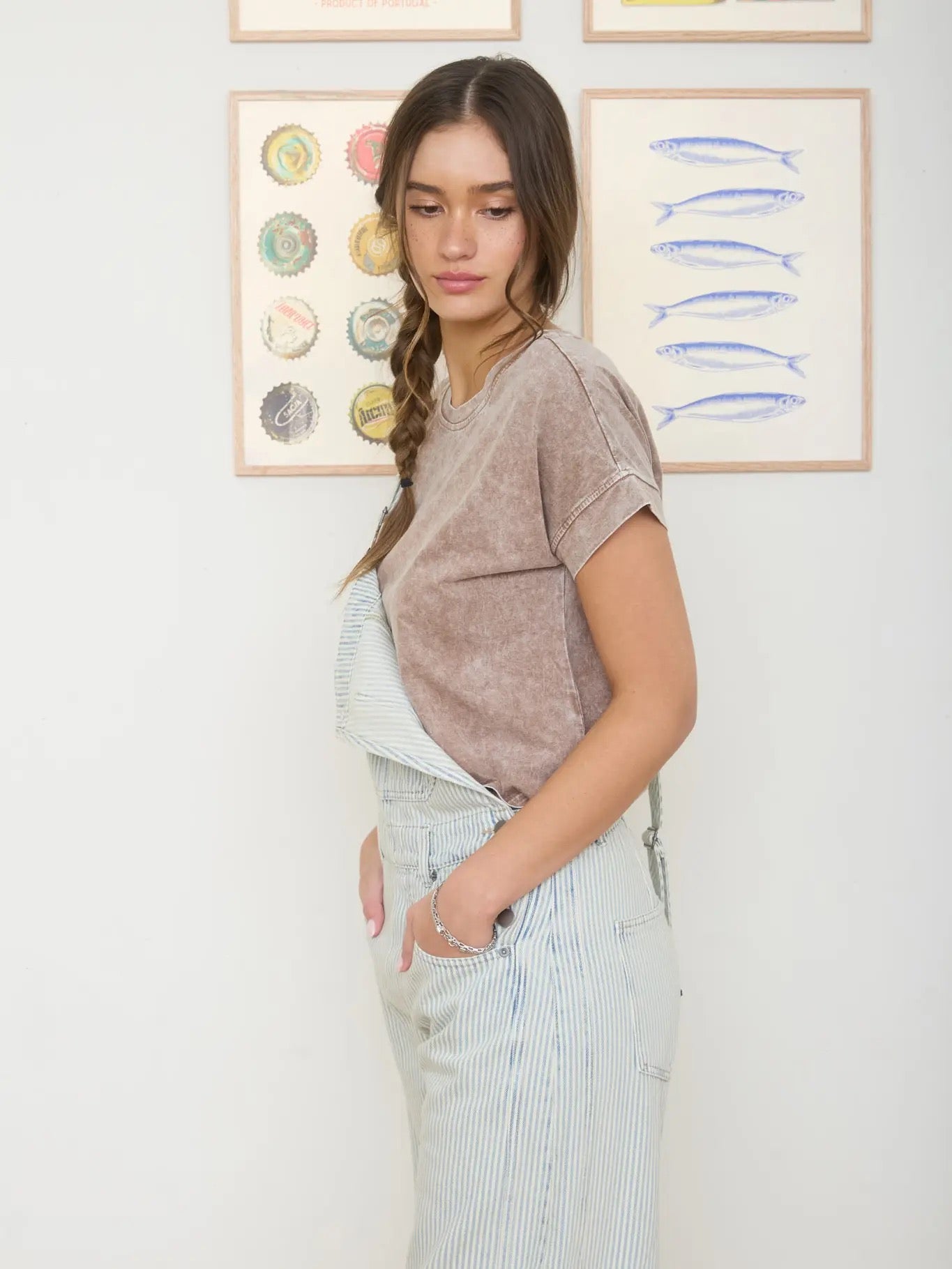 Washed Short Sleeve Boxy Knit Top