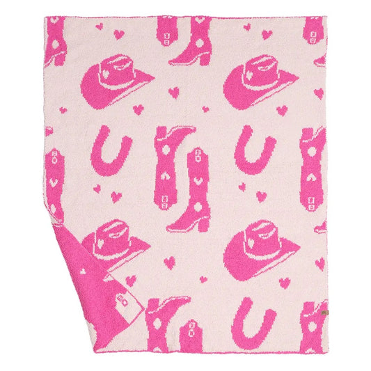 Cowboy Patterned Reversible Kids Throw Blanket