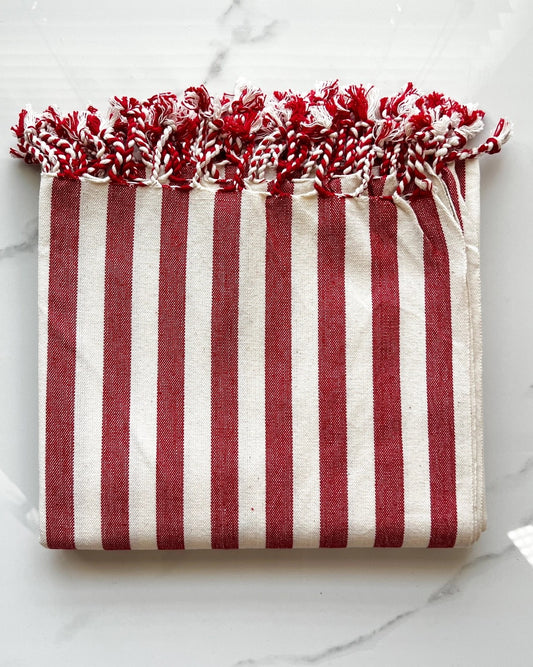 Striped Turkish Towel-Red