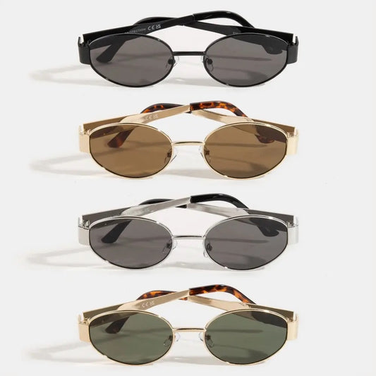 Metal Frame Oval Lens Sunglasses