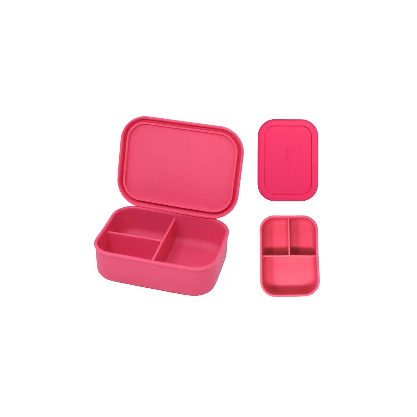 Divided Silicone Bento Lunch Box - Hot Pink