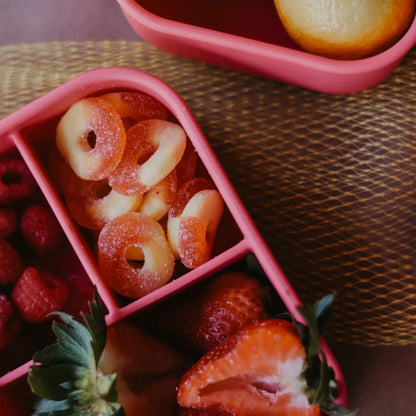 Divided Silicone Bento Lunch Box - Hot Pink