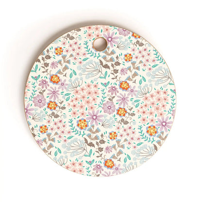 Tiny Floral Pastel Cutting Board Round