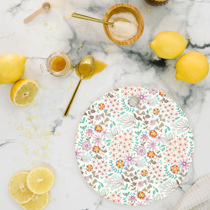 Tiny Floral Pastel Cutting Board Round