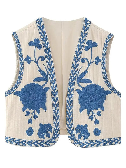 Stylish Vintage Embroidery Cardigan Vest