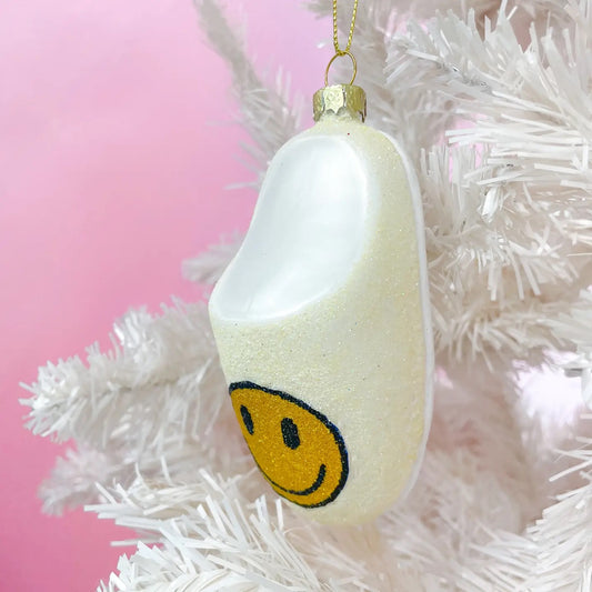 Yellow Smiley Face Slipper Christmas Ornament