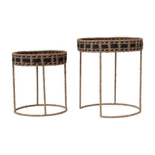 Braided Bankuan and Abaca Rope Nesting Tables Set