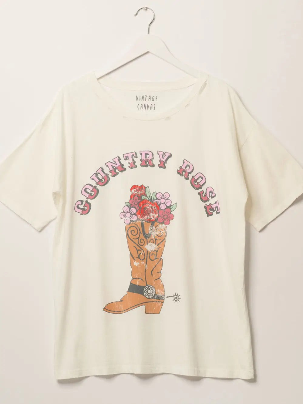 Country Rose Distress Detail Graphic Print Tee