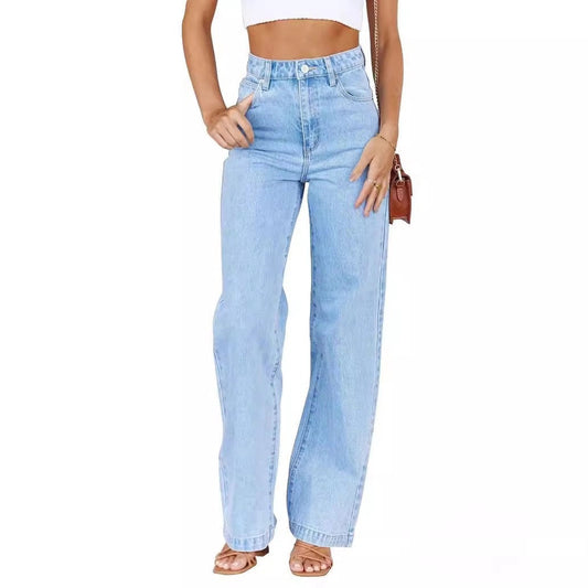 High Waist Denim Pant Straight Leg Jeans