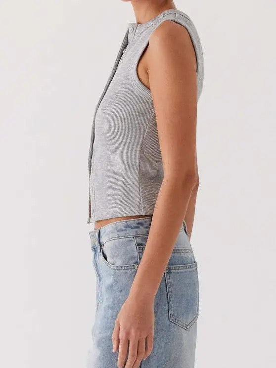 Ribbed Buttoned Tank Top Vest