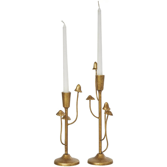 Contemporary Gold Metal Candle Holder Set