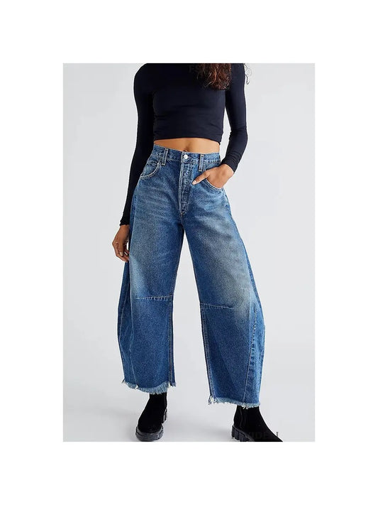 Cropped Casual Wide Leg Jeans