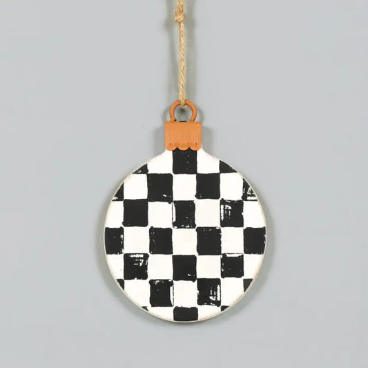 Wood Checkered Christmas Ornament