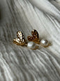 Pearl drop small heart earrings in gold tone