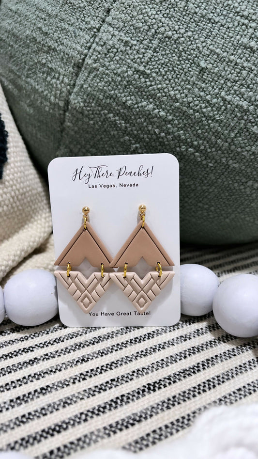 Neutral Two Piece Texture Earrings
