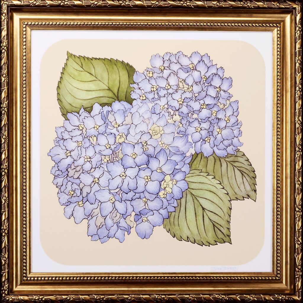 Blue_Hydrangea_Sze_Jones_Gold_Floral_Frame