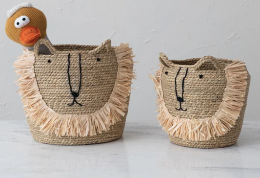 Woven Seagrass Lion Baskets