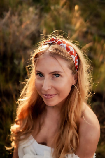 Beige Flower Top Knot Headband