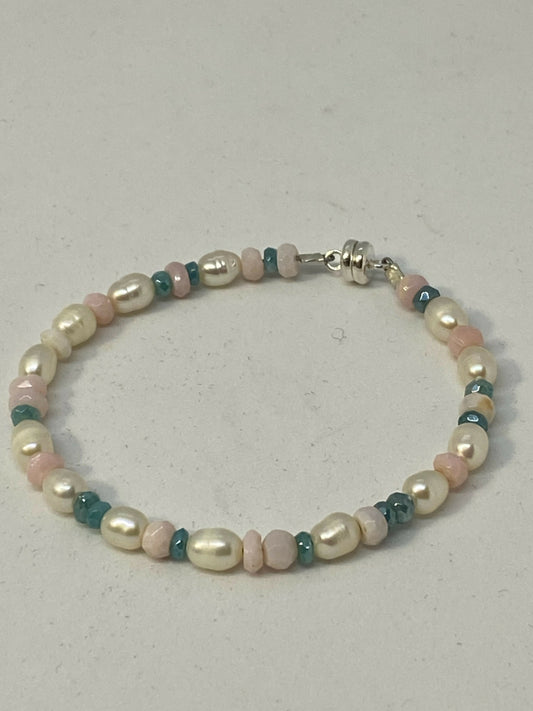 Opal, Aquamarine, & Pearl Bracelet