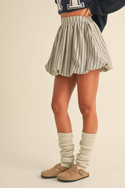 Striped Elastic Bubble Mini skirt