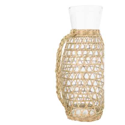 Glass Pitcher With Woven Seagrass Sleeve