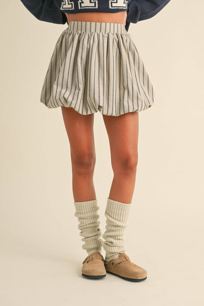 Striped Elastic Bubble Mini skirt