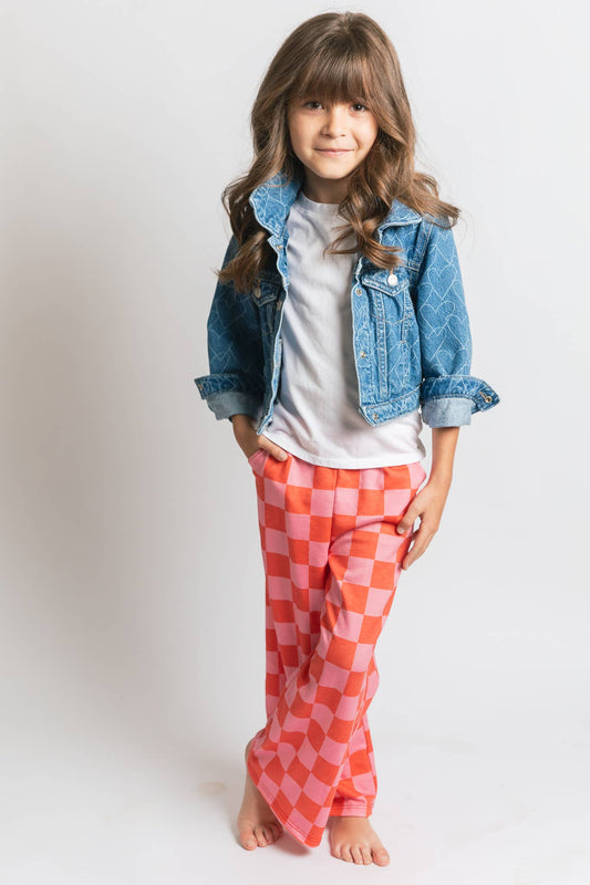 Kids High Waist Checkered Pant