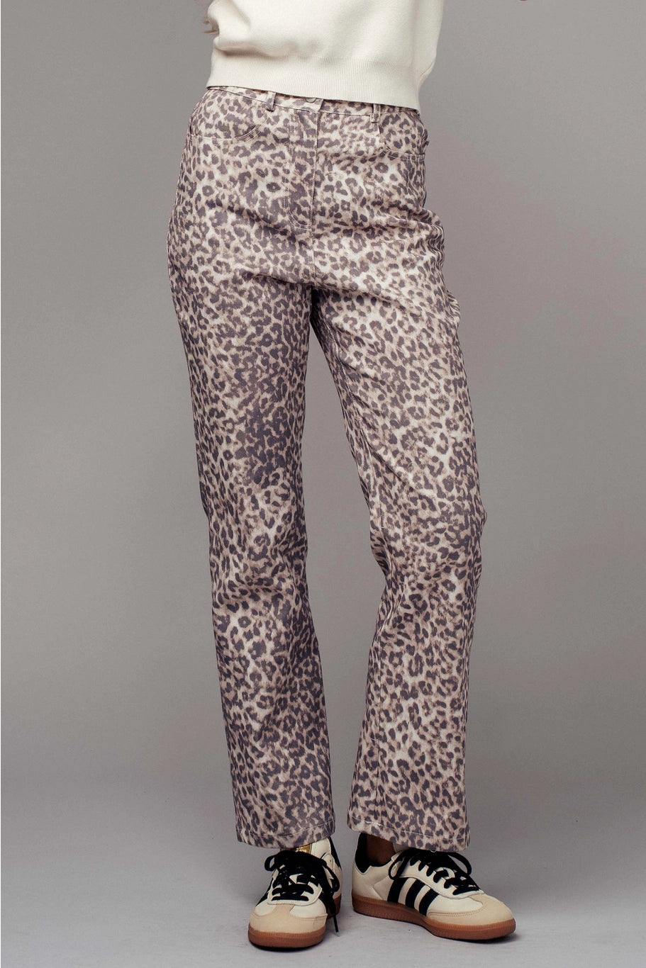 Leopard Print High-Rise Straight-Leg Pants