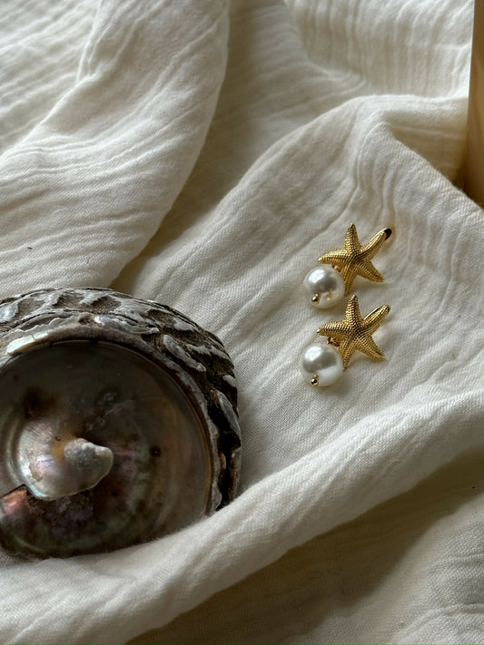 Pearl Drop Starfish Earrings