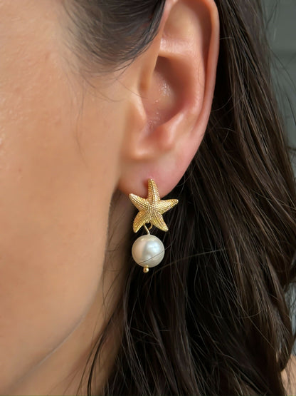 Pearl Drop Starfish Earrings