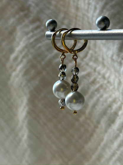 Pearl Drop Hoop Earrings In Gold Or Silver Shades