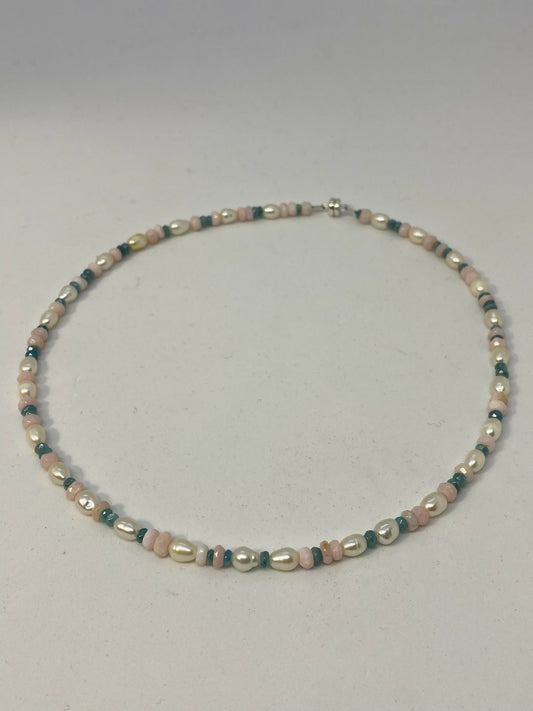 Opal, Aquamarine & Pearl Necklace