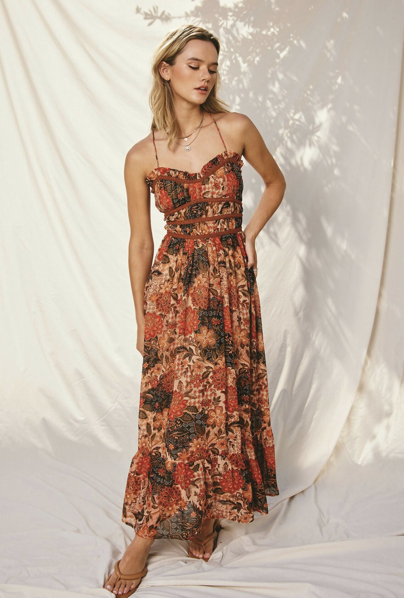 Sunset Floral Midi Dress