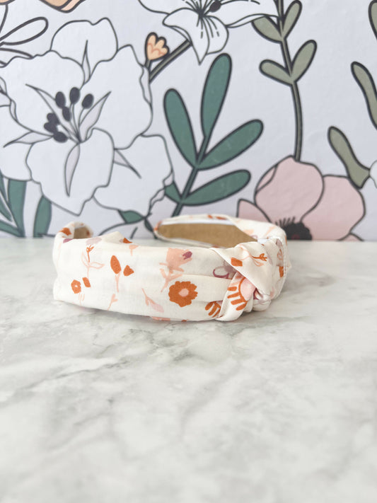 Rust Flowers Top Knot Headband