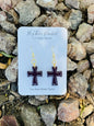 Dark Burgundy Cross Dangle Earrings