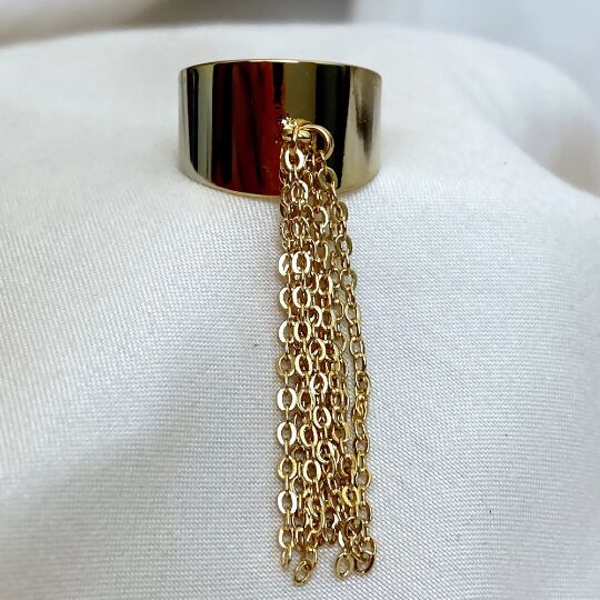 Minimalist Midi And Simple Rings With Chains In Gold Tone